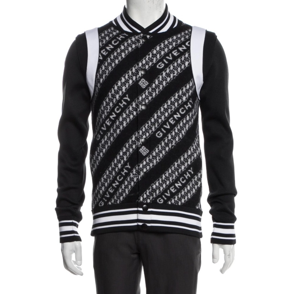 Givenchy Logo Reversible Black & White Men's Fitted Bomber Jacket NEW
